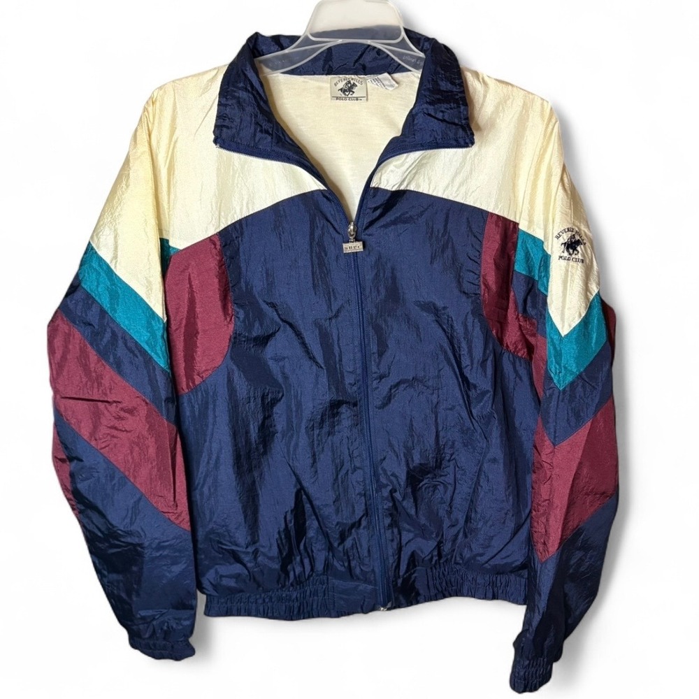 Vintage Beverly Hills Polo Club Windbreaker Jacket Mens S Multicolor Colorblock